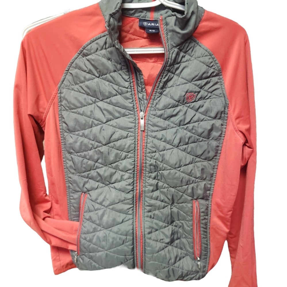 Ariat Cloud 9 Zip Up Jacket Womens Medium Coral and Grey